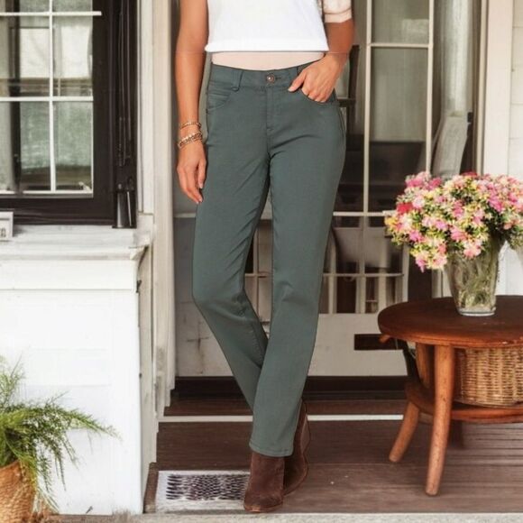 Democracy Ab Solution Jeans Size 16 Sage Green Straight Leg Mid Rise Western - Picture 1 of 16